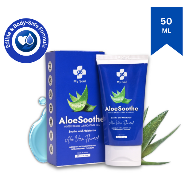 AloeSoothe Intimate Lube – Aloe Vera-Based, Edible & pH-Balanced Lubricant (50ml) | Dermatologically Tested | Safe for Vaginal & Penile Use | Non-Sticky, Long-Lasting, Gynecologist-Backed Alternative to Cosmetic Lubes - 50ml