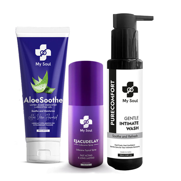 Bachelors Pack (Delay Spray, Intimate Wash & Aloe-Vera Flavour Lubricant Gel)