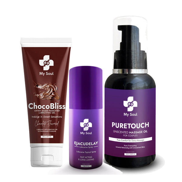 Date Night - (Delay Spray, Puretouch Massage Oil & Chocolate Flavour Lubricant Gel)